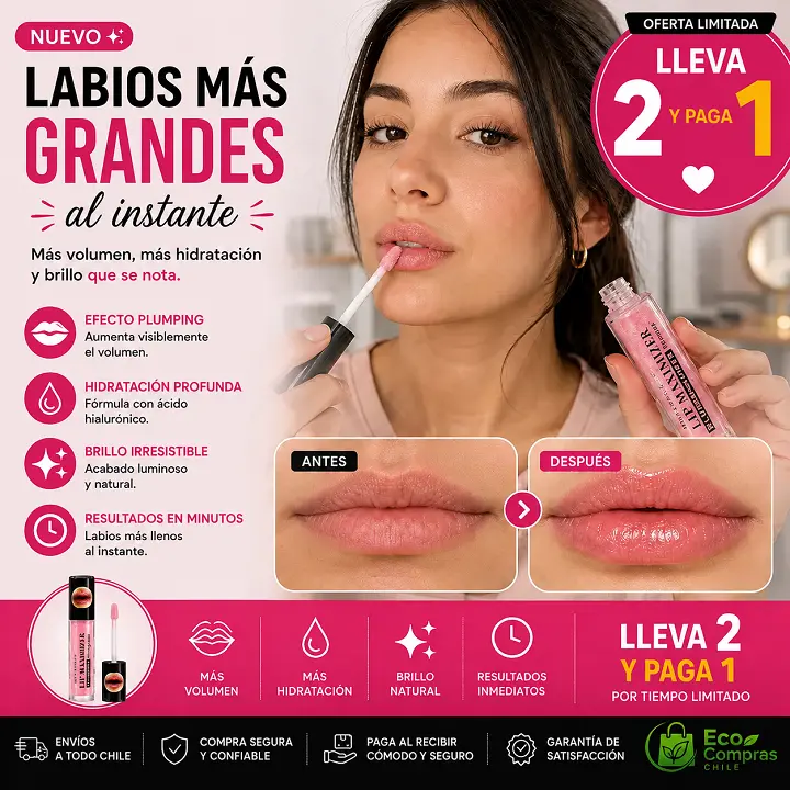 LLÉVATE 2 Y PAGA SOLO 1 Labios visiblemente más voluminosos, hidratados y con un brillo irresistible desde la primera aplicación.